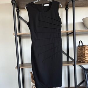 Calvin Klein Black Midi Dress rouched design